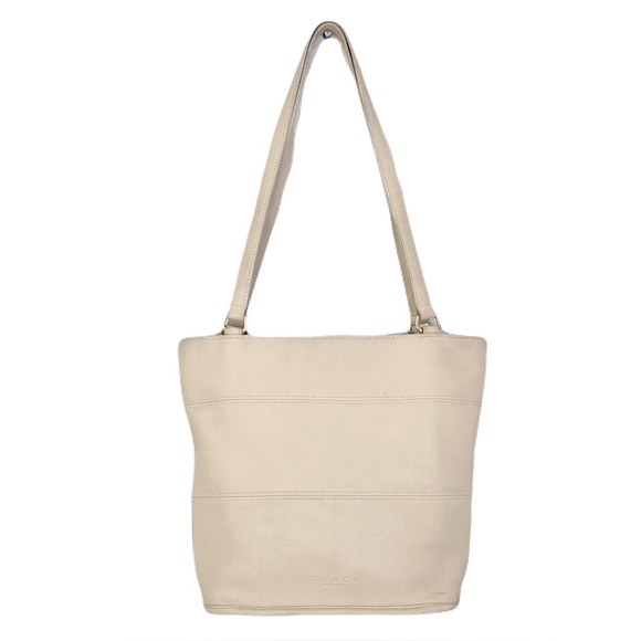 Vintage Coach Ivory Bone Leather ‘Tribeca’ 9098 Tote Bag - Picture 1 of 10